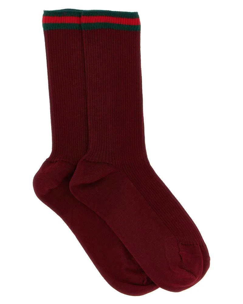 Gucci Nastro Web-Socken Bordeaux