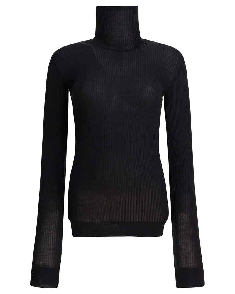 Christophe Lemaire Gerippter Rollkragenpullover von Black