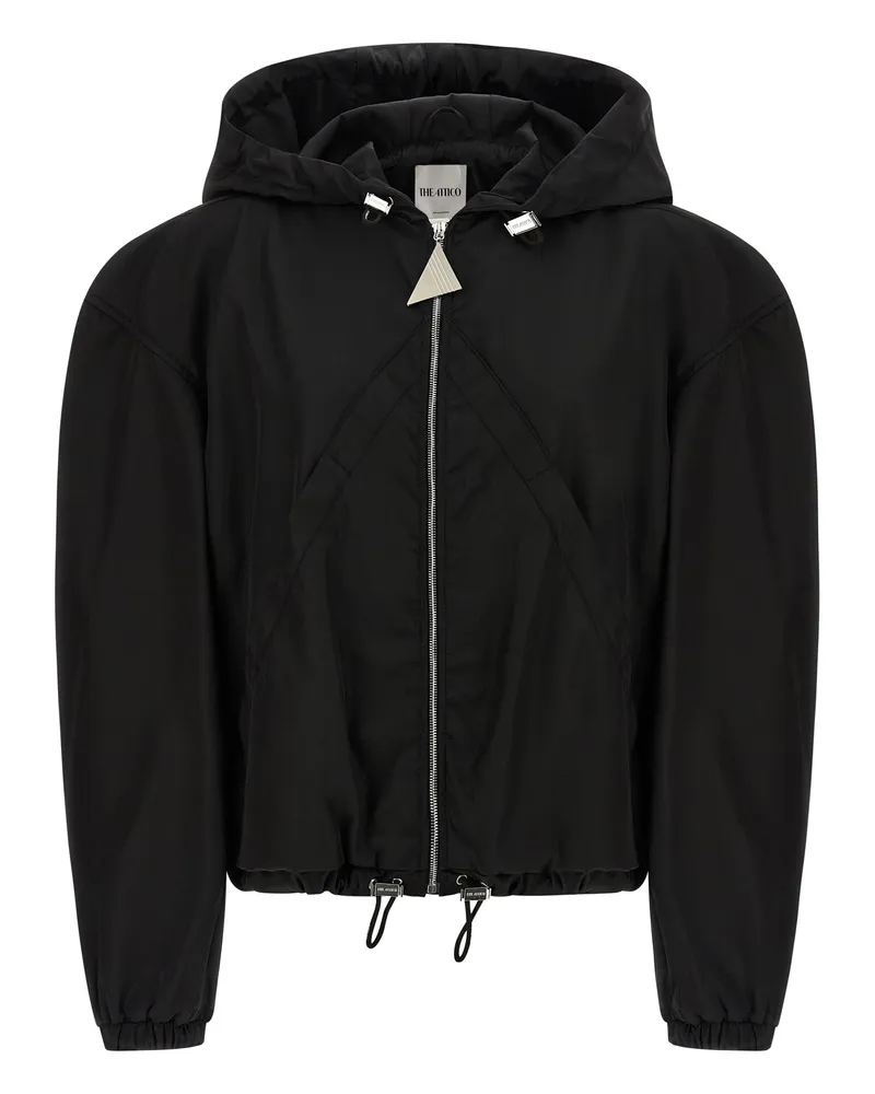 ATTICO Die Attico Maxi Hood Bomber Jacke Black