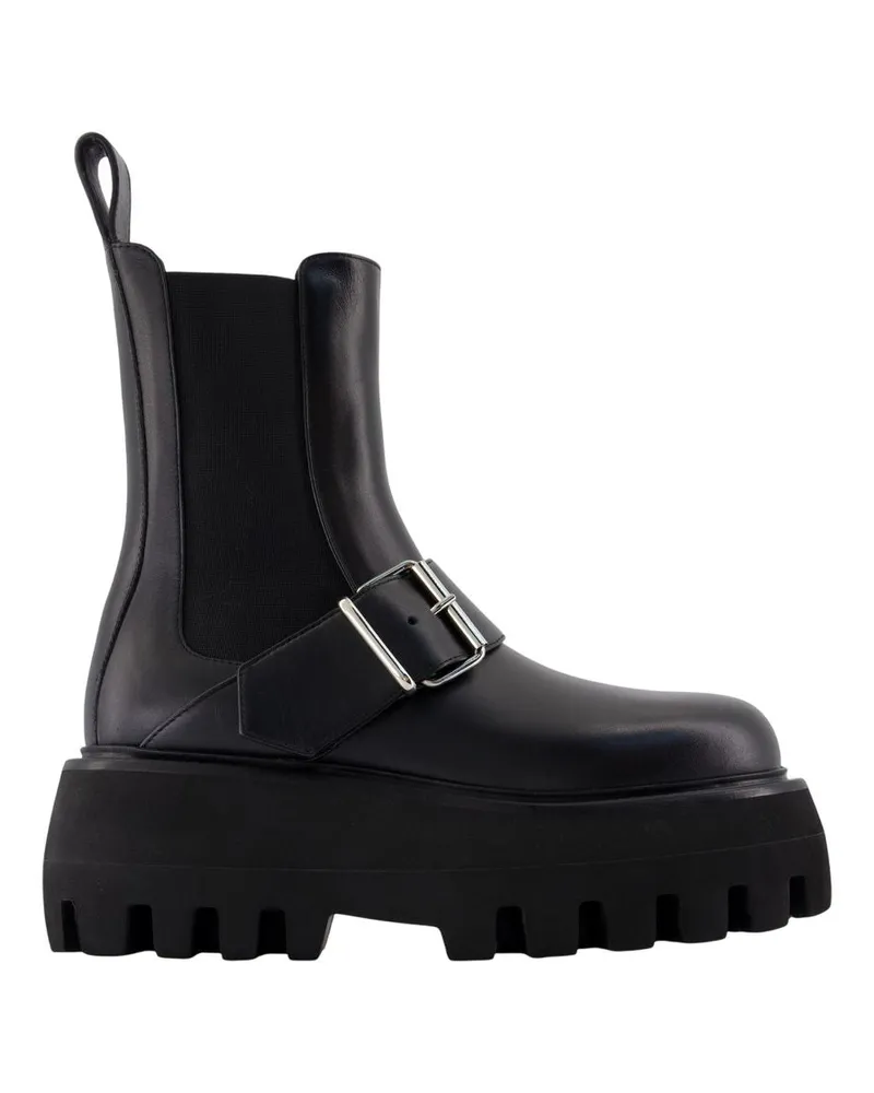 Alexander McQueen Hohe Knöchelstiefel  Leder schwarz Black