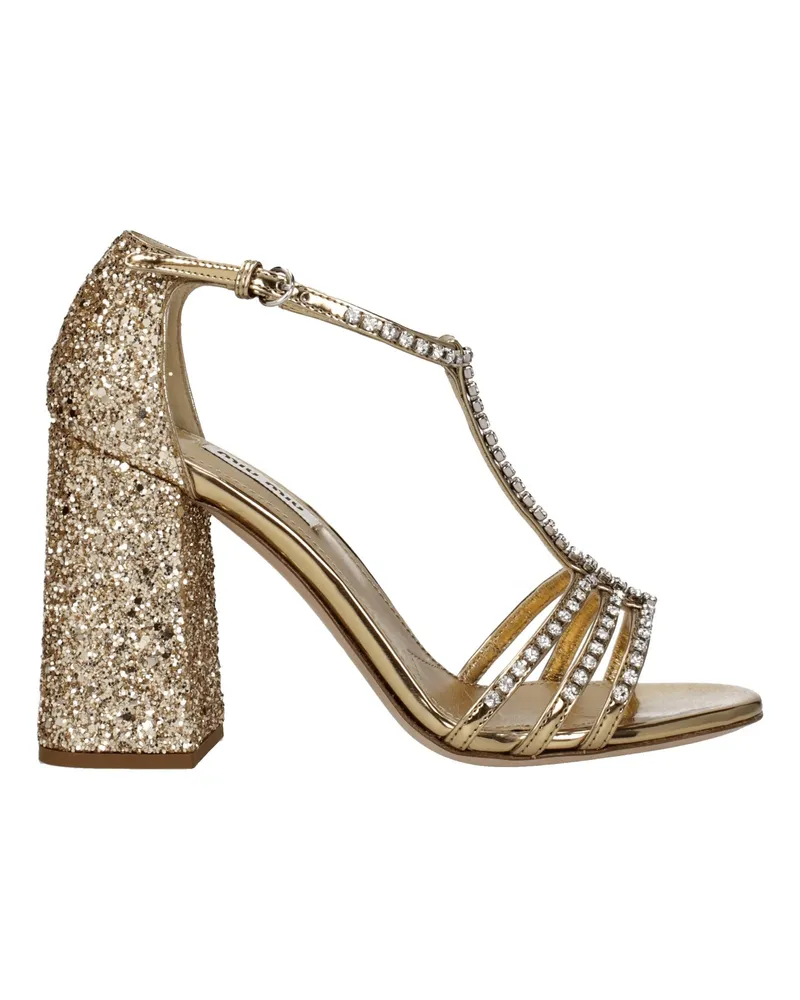 Miu Miu Damens Glitzernde goldene Sandalen -
