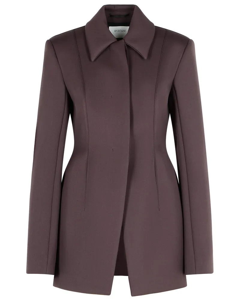 SPORTMAX Bacio' enge Jacke in Kaffee Jungfrau Wolle Mischung Brown