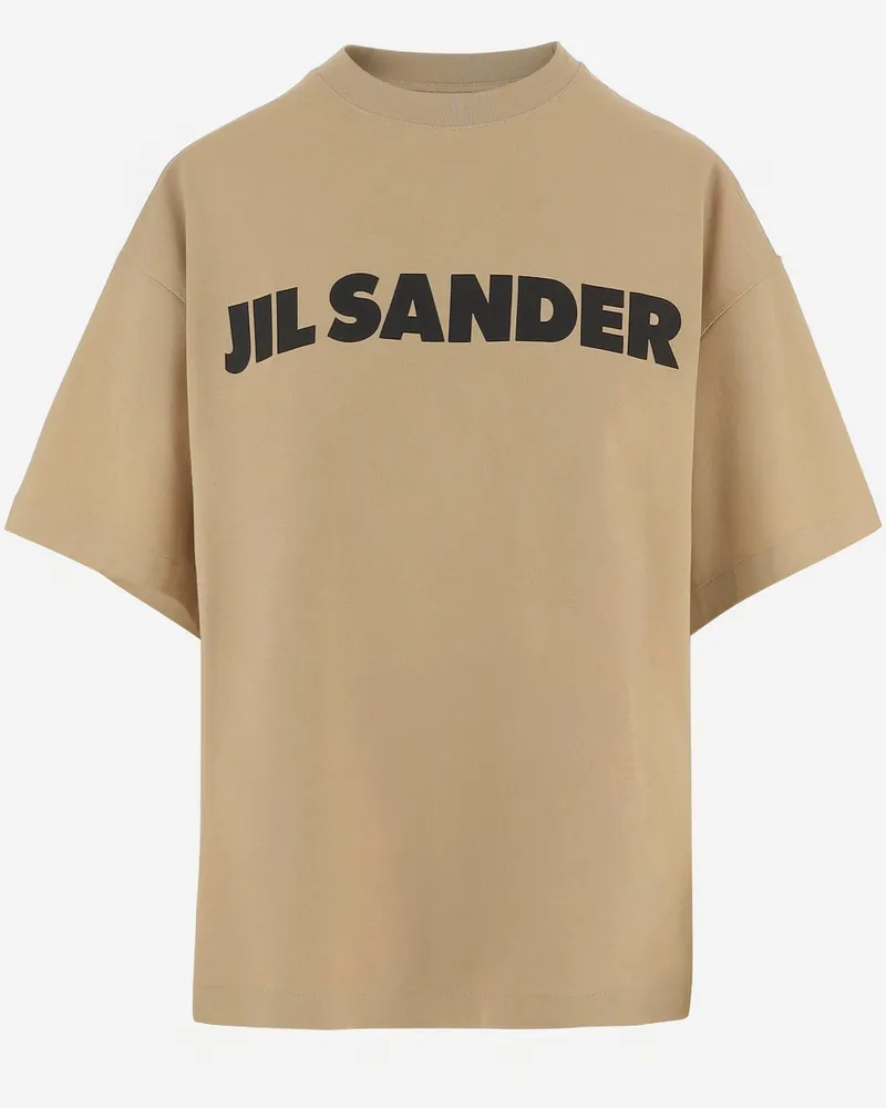 Jil Sander Baumwoll-T-Shirt mit Logo Beige