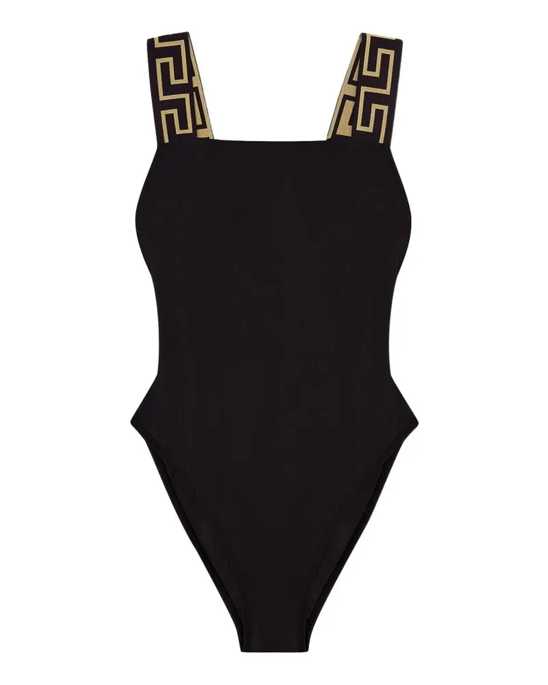 Versace One Piece Badeanzug mit griechischer Grenze Black