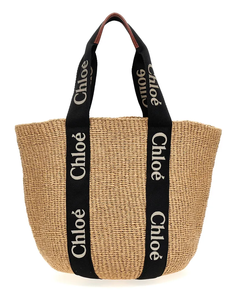 Chloé Chloé 'Woody' große Einkaufstasche Black