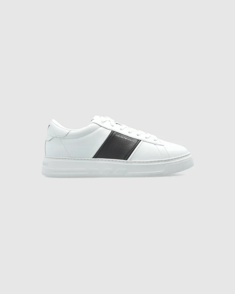 Emporio Armani Leder -Turnschuhe White