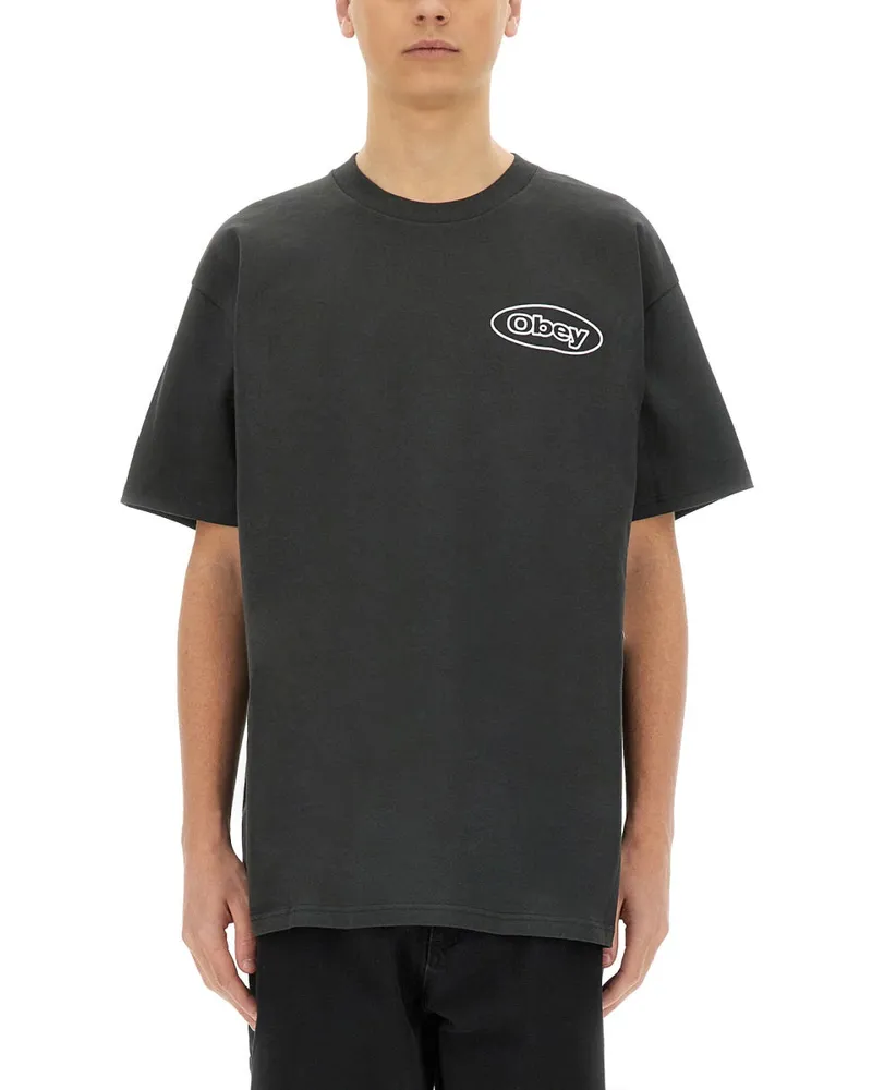 Obey Gehorchen "Reaktion" T -Shirt Black