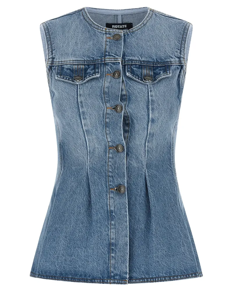 ROTATE Birger Christensen Flared Denim“-Oberteil Light