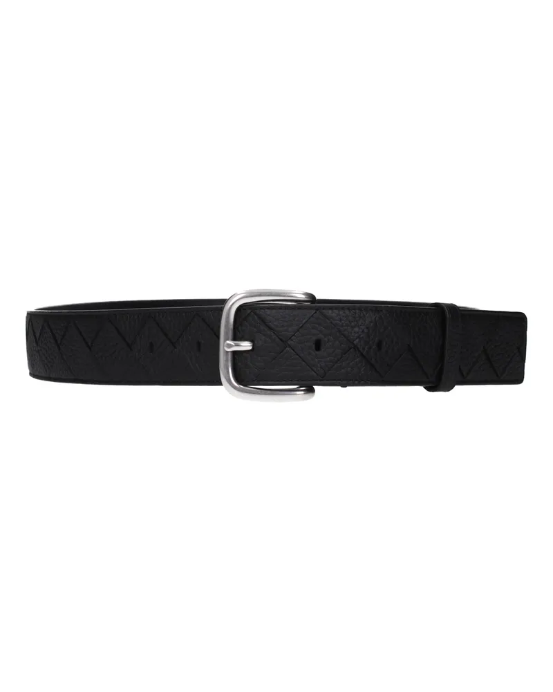 Bottega Veneta Herrens Schwarzer Ledergürtel -