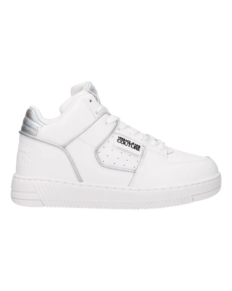 Versace Jeans Couture Damens Sneakers aus weißem/silberfarbenem Leder -