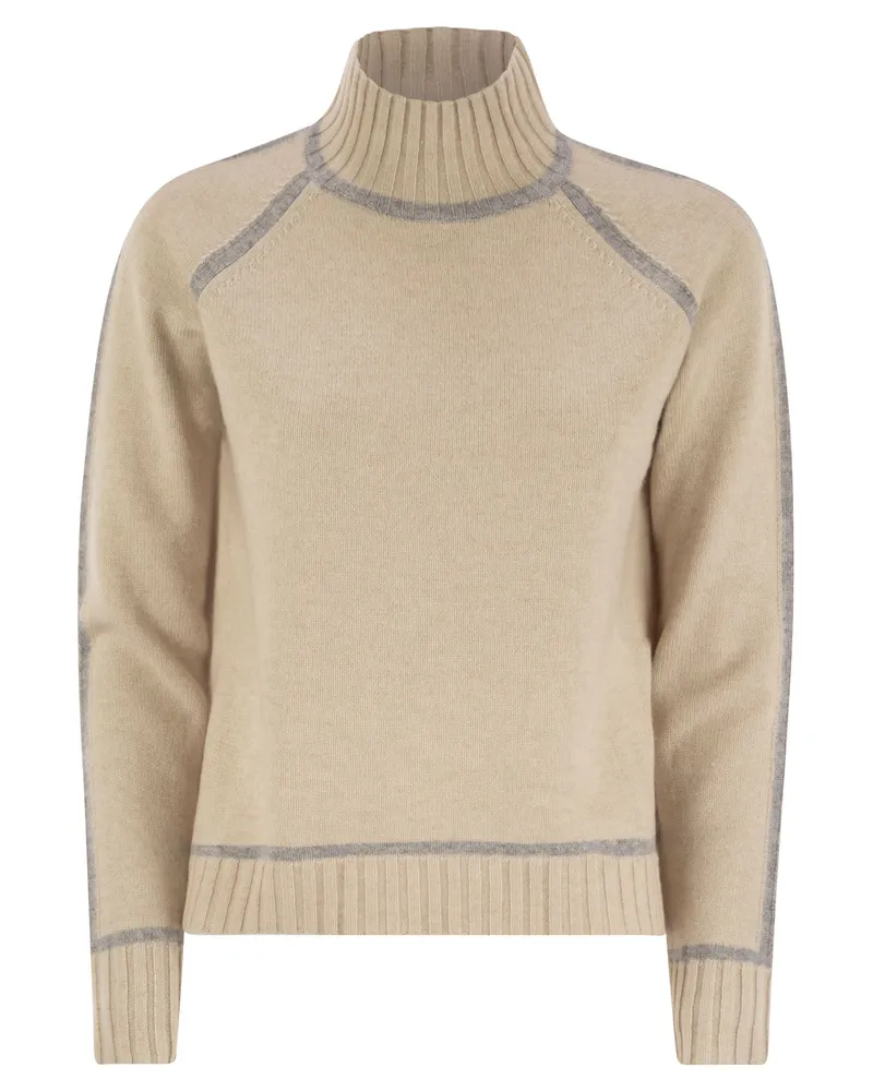Max Mara Pescara Wool And Cashmere Turtleneck Sweater Beige