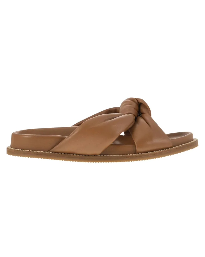 Fabiana Filippi Leder Slipper mit Fussbett und Knoten Leather