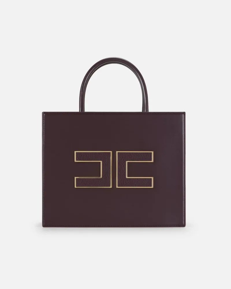 Elisabetta Franchi Big Tote mit Logo Vino