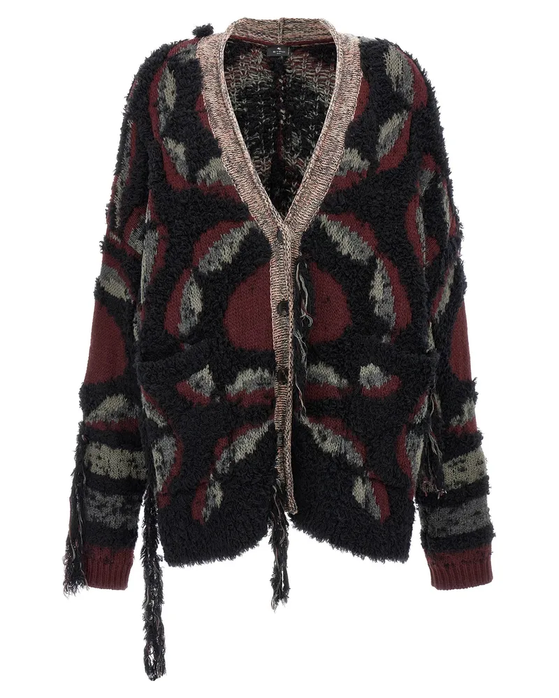 Etro Fransed übergroße Strickjacke Multicolor