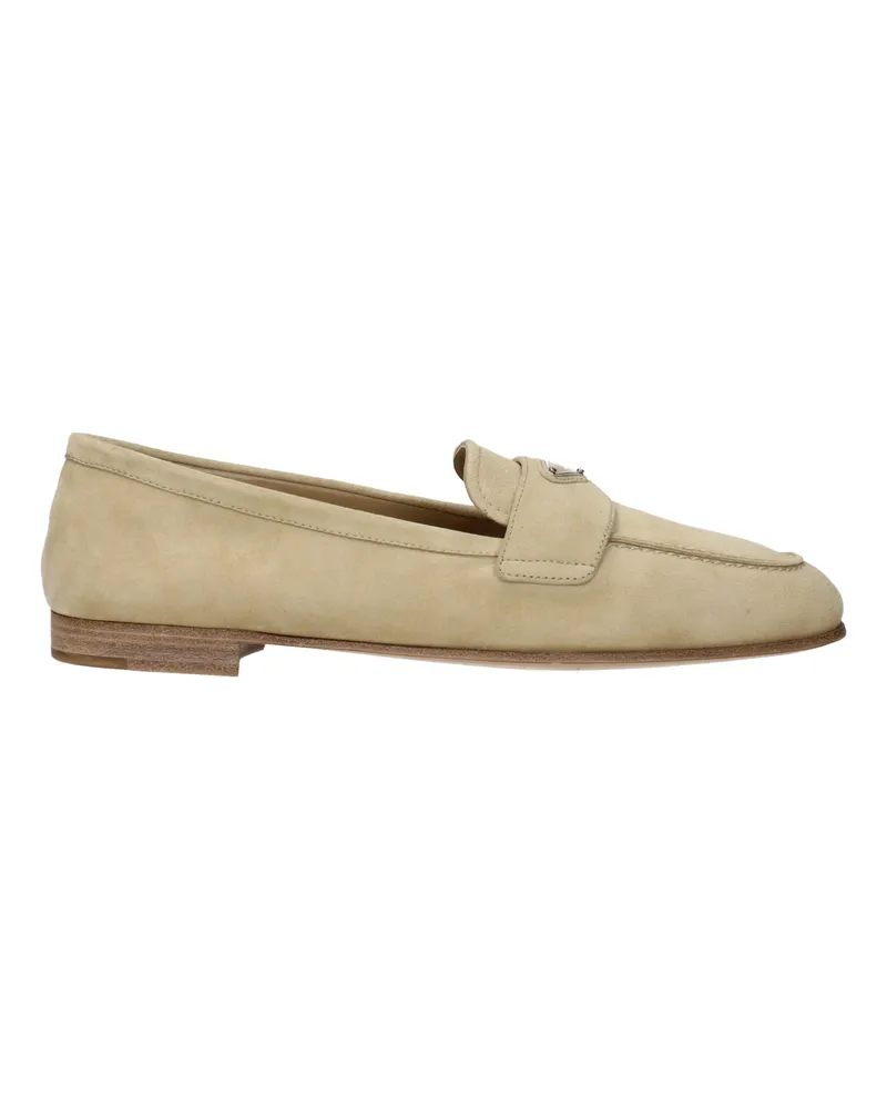 Prada Damens Wildleder-Loafer in Beige/Ecru -