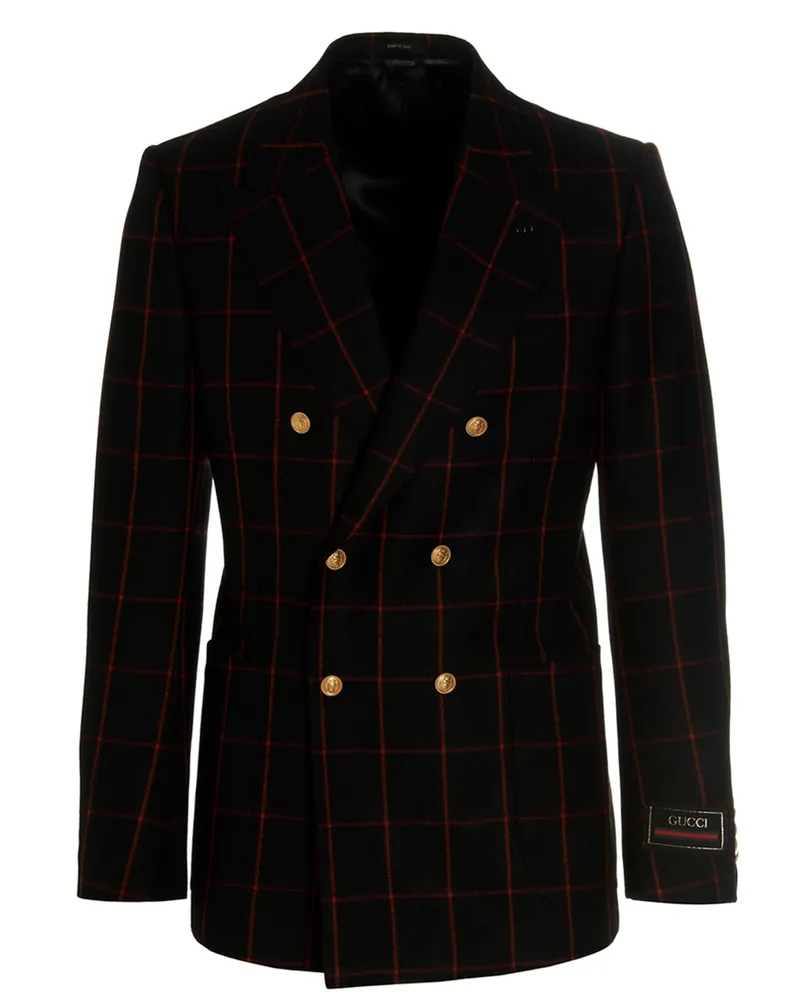 Gucci Zweireihiger Blazer mit Karomuster Multicolor