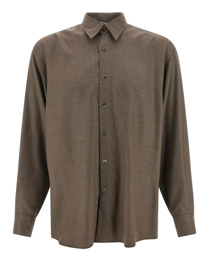 AURALEE Hemd aus ultrafeiner Samtwolle Brown