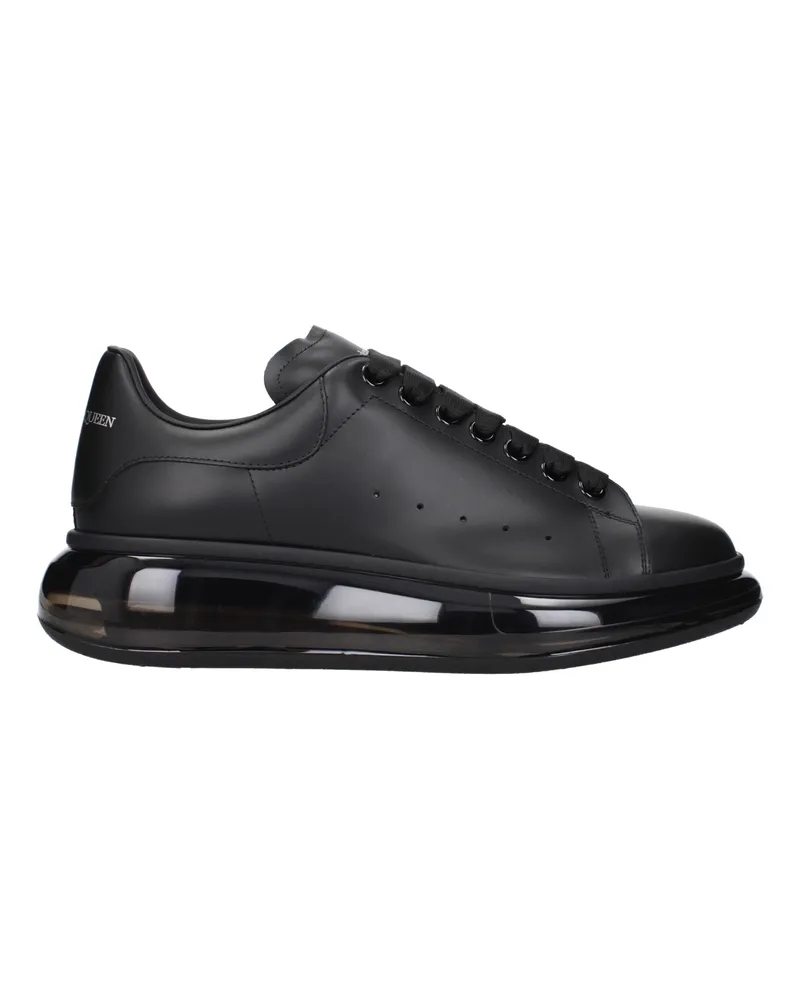 Alexander McQueen Alexander Mc Queen Herrens Übergroße Ledersneaker Schwarz/Schwarz -