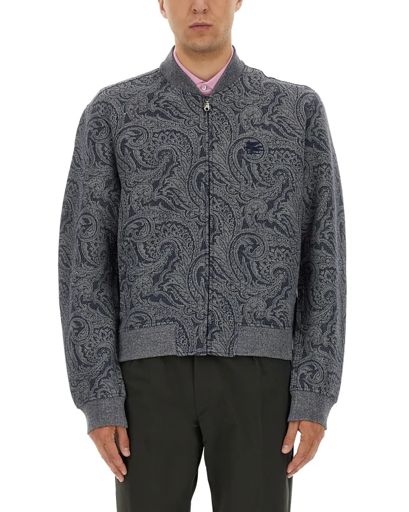 Etro Jacquard Bomberjacke mit Logo Grey