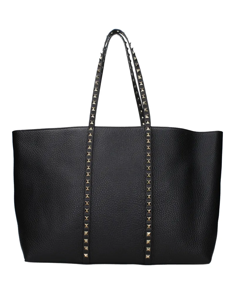 Valentino Garavani Damens Rockstud Umhängetasche aus schwarzem Leder -