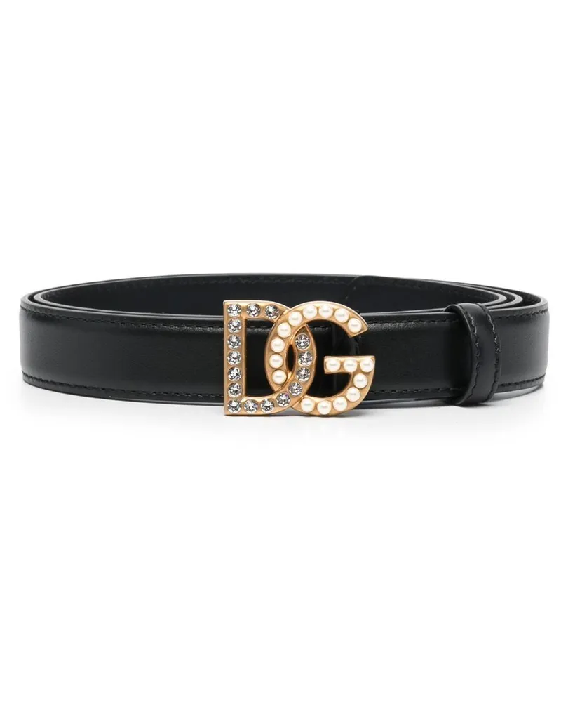 Dolce & Gabbana DG Logo Ledergürtel Black