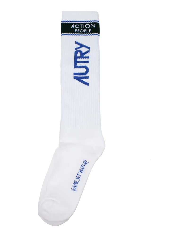 AUTRY Socken & Socken Männer Baumwoll weiße/grüne Flasche -