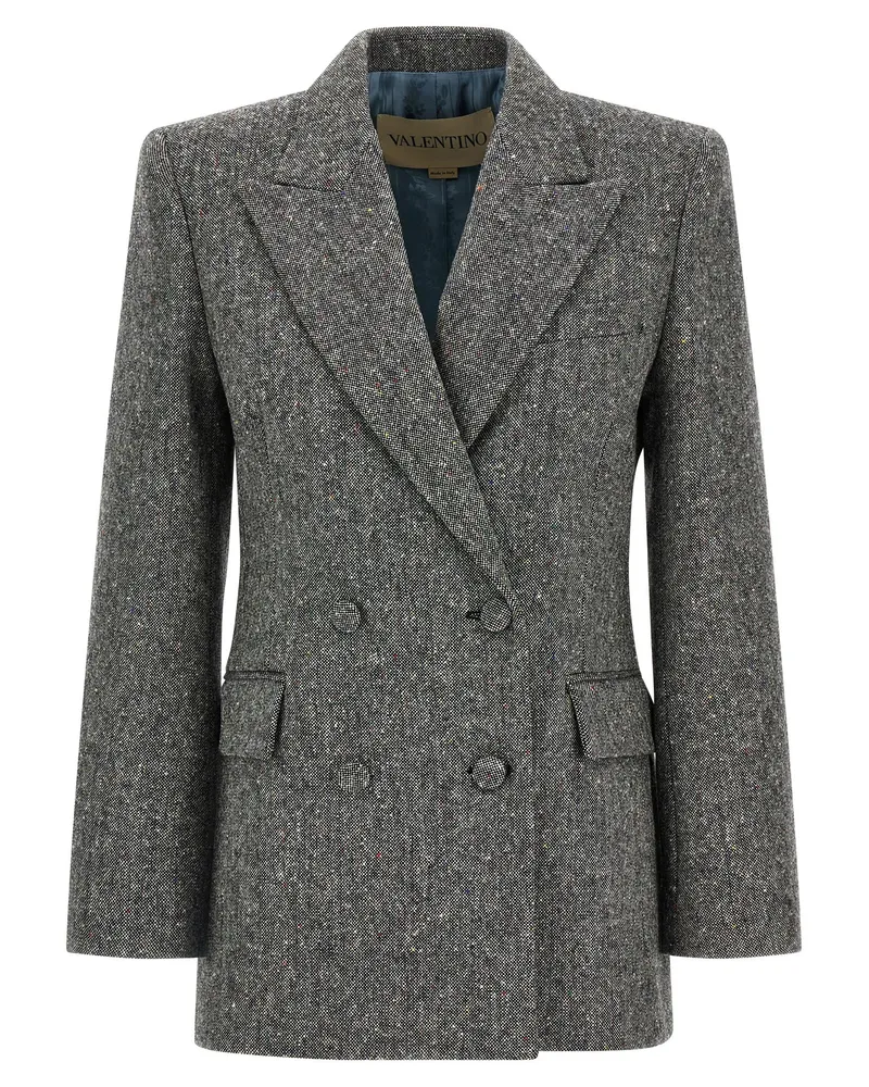 Valentino Garavani Valentino Garavani Double Breasted Blazer Gray