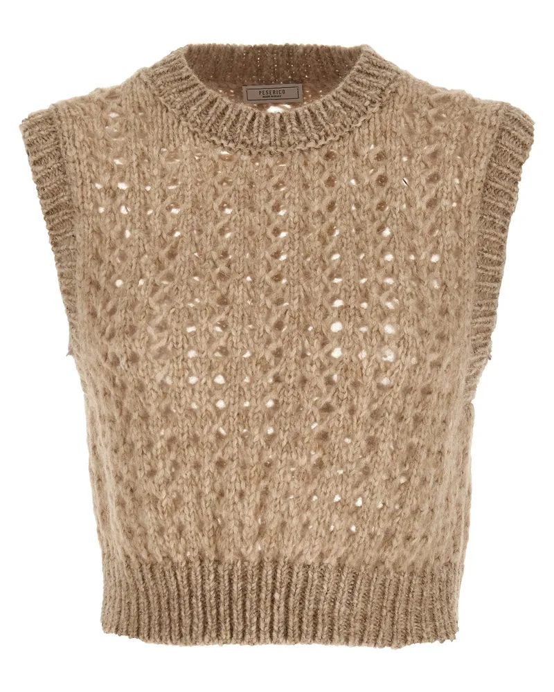 Peserico Lurex Tricot Weste Beige