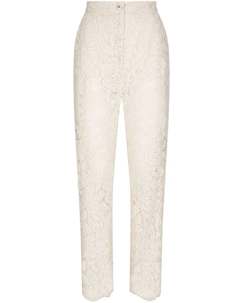 Dolce & Gabbana Spitzenhose White
