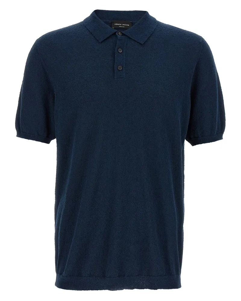 Roberto Collina schwammige Baumwollpolo -Hemd Blue