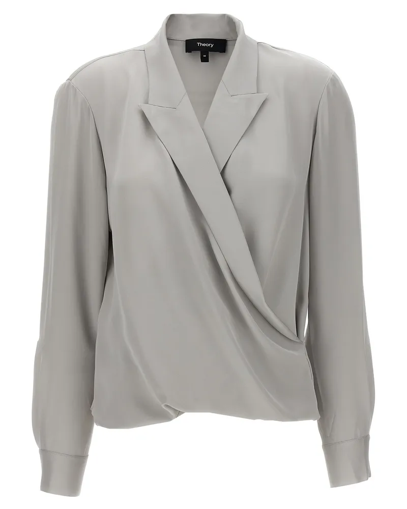 Theory Theorie 'PK Label Wrap' Bluse Gray