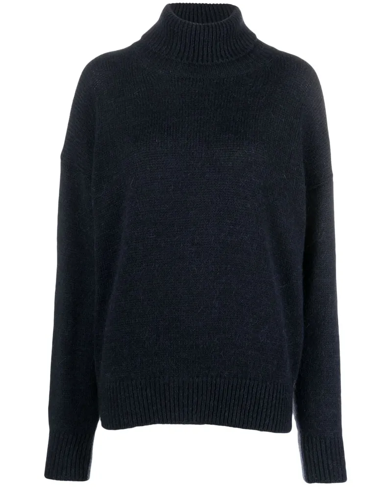 ALYSI Mohair Wolle Rollkragenpullover Pullover Blue