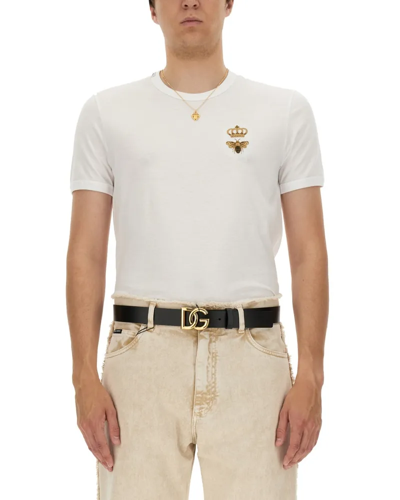 Dolce & Gabbana Bee and Crown" besticktes T -Shirt White