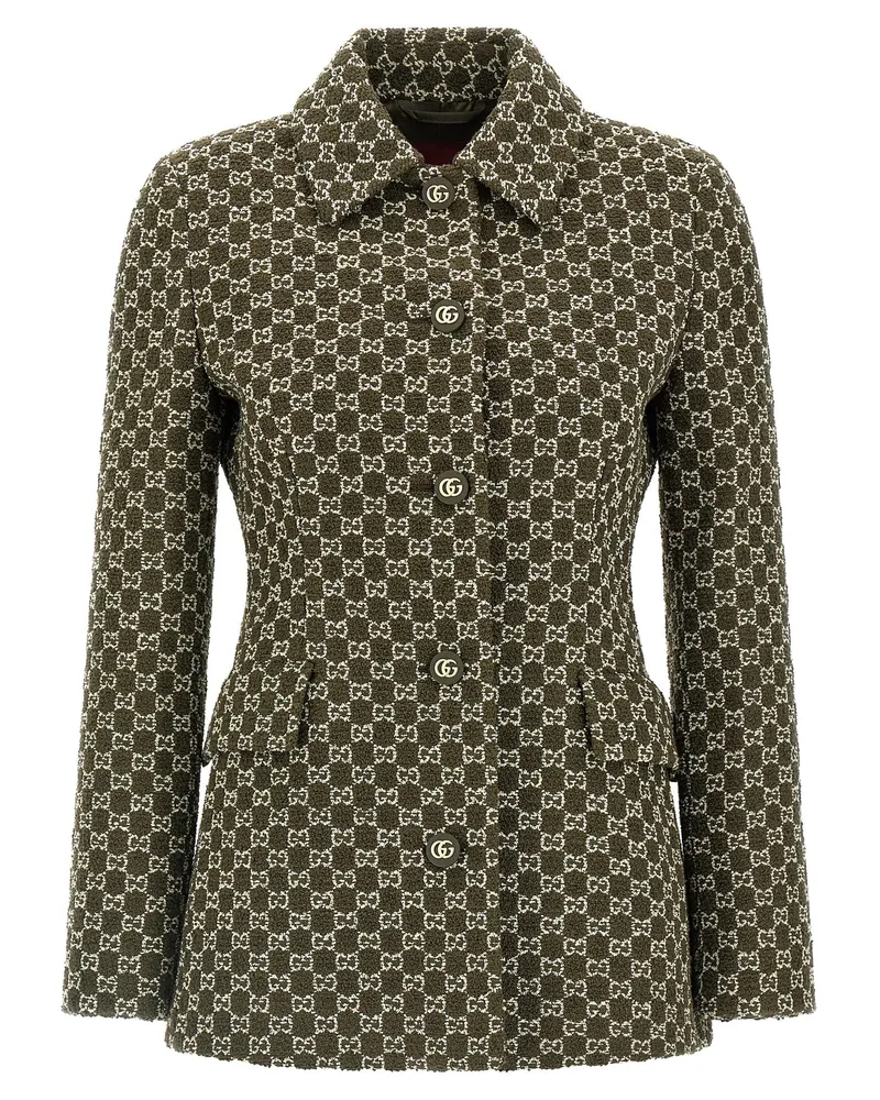 Gucci Gg Bouclé-Blazer Green