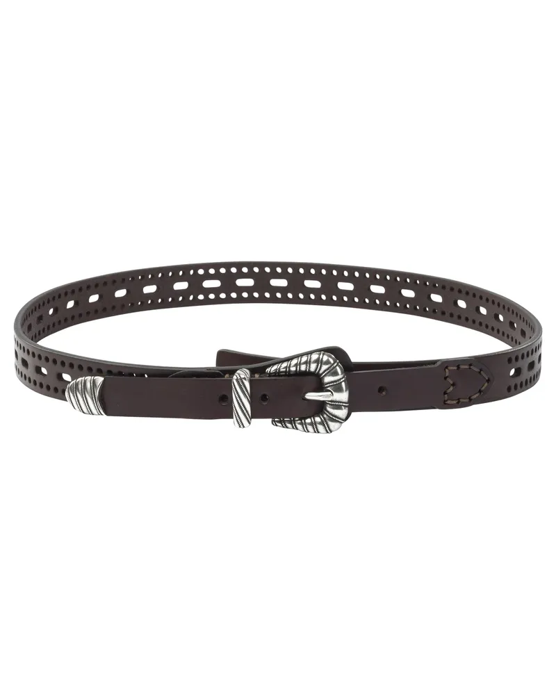 Etro Ledergürtel mit perforierten Details Brown