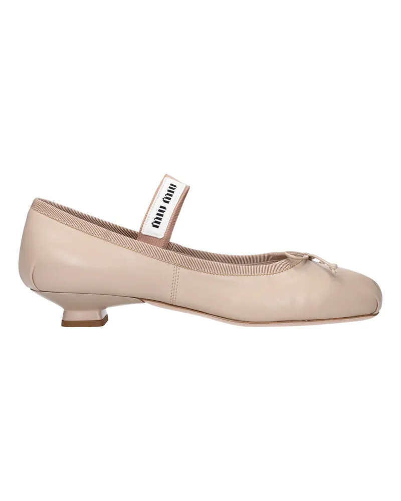 Miu Miu Damens Ballerinas Rosa/Lily Pad-Leder -