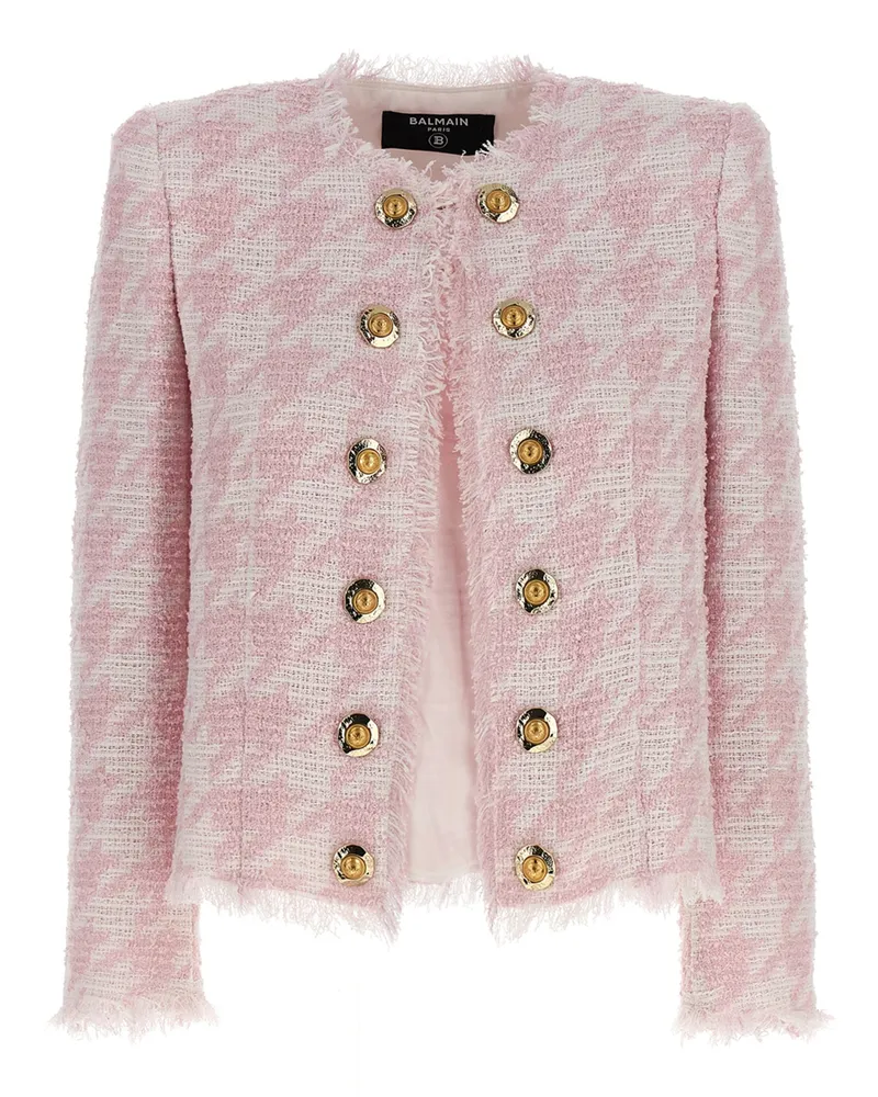 Balmain Bouclé Blazer Pink