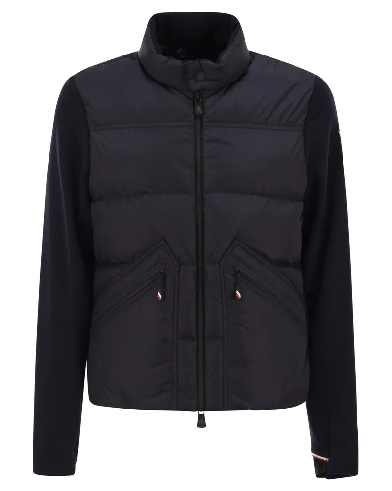 Moncler Wattierte Strickjacke mit Reißverschluss Blue