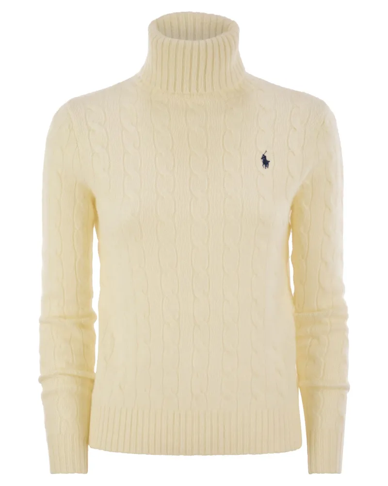 Ralph Lauren Wolle und Kaschmir -Kabel -Strick -Rollkragenpullover -Pullover Cream