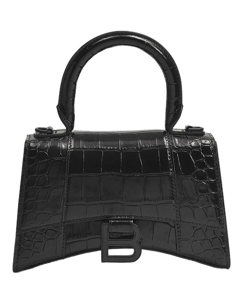 Balenciaga Sanduhr Xs Bag  schwarzes Leder Schwarz