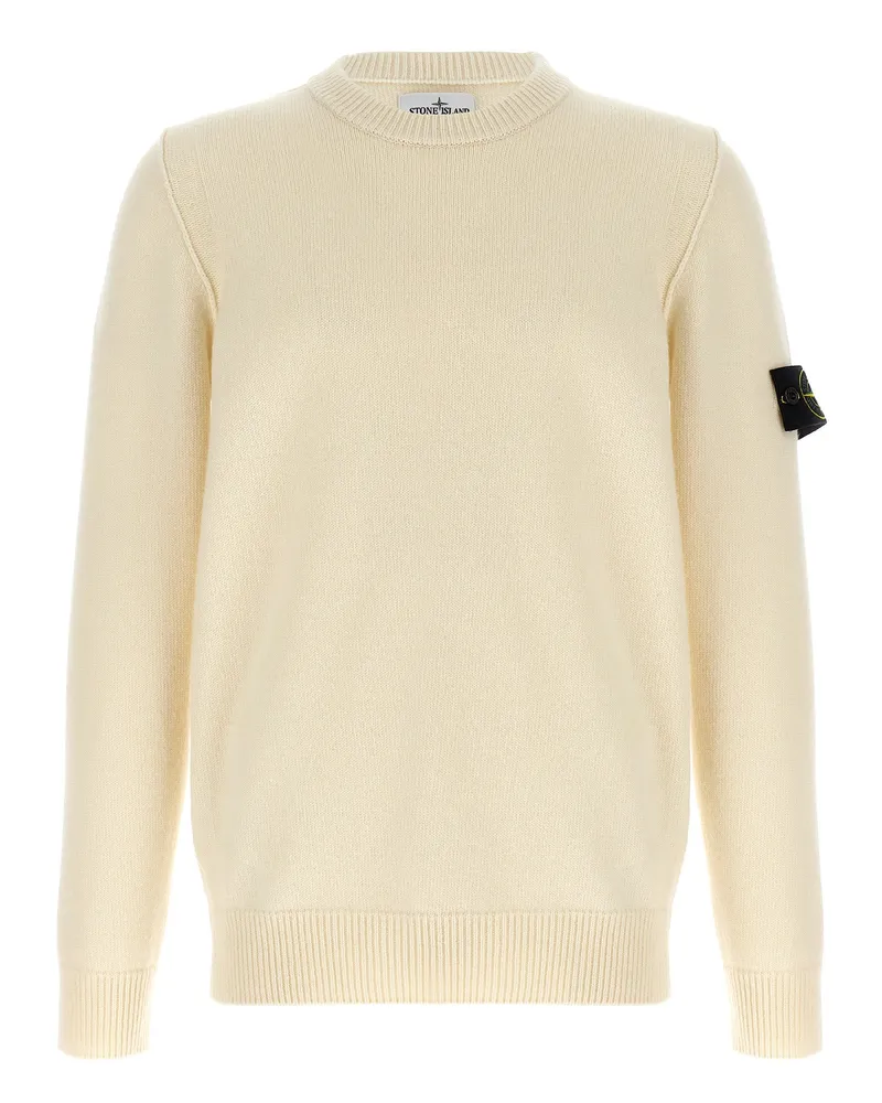 Stone Island Logo Abzeichenpullover White