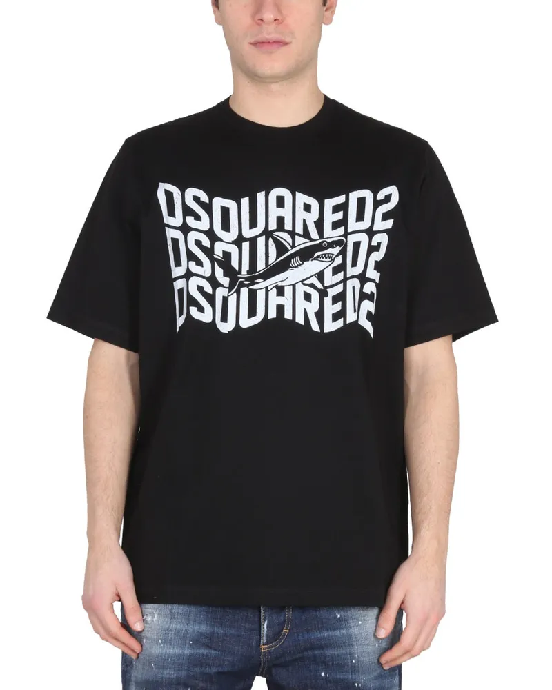 Dsquared2 Logo Druckt -Shirt Black
