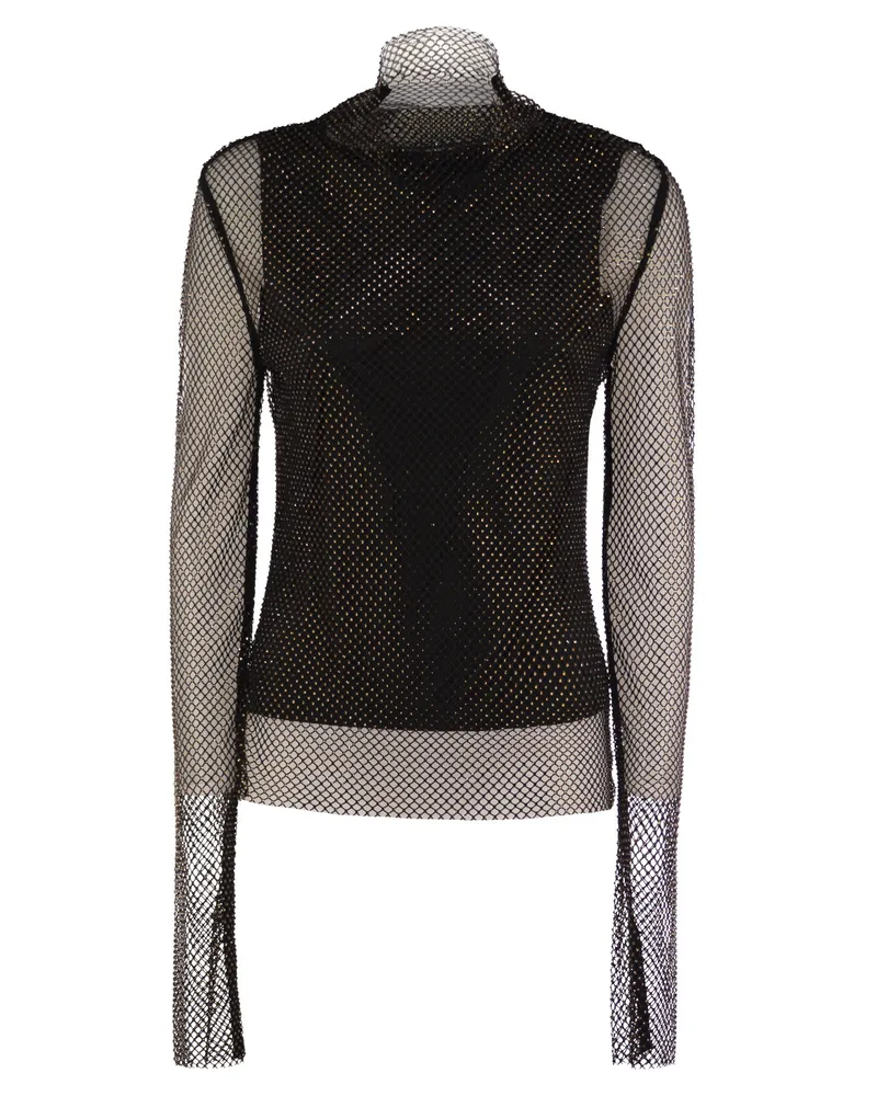 SPORTMAX Gerarda Mesh T -Shirt mit Strasssteinen Black