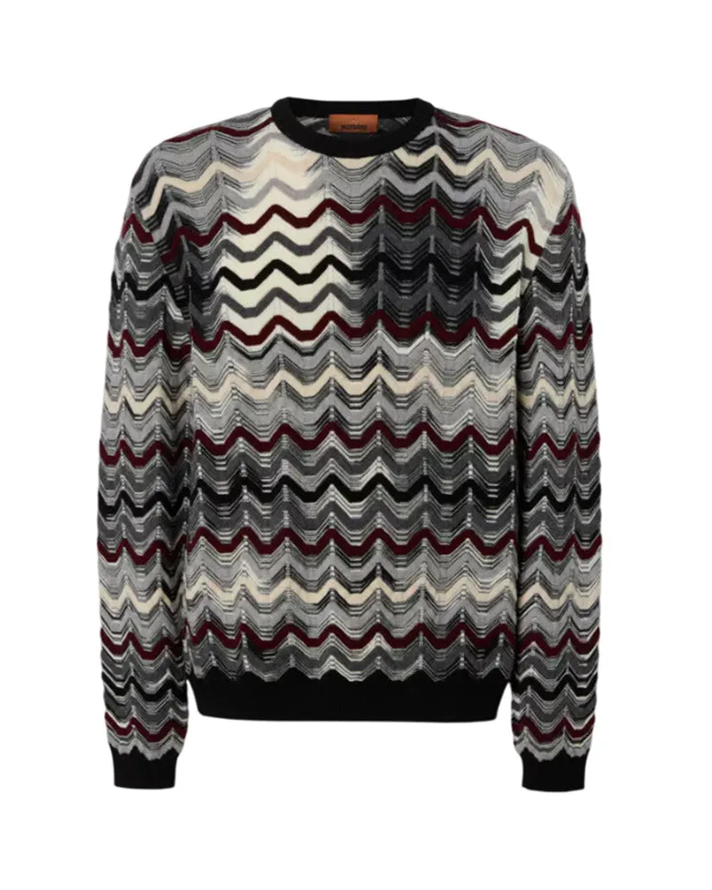 Missoni Pullover mit Rundhalsausschnitt und geometrischem Zickzackmuster Grey