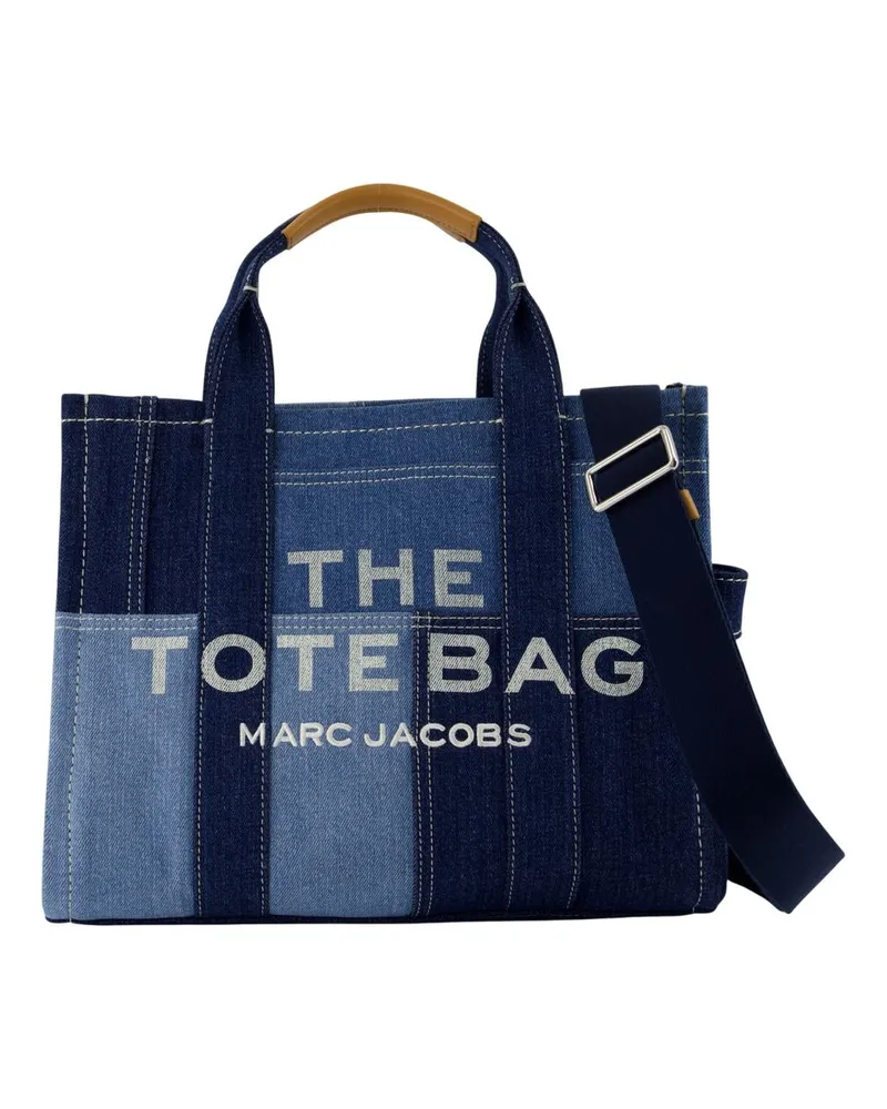 Marc Jacobs Mittlere Reisende Tasche in blauer Denim -Baumwolle Blau