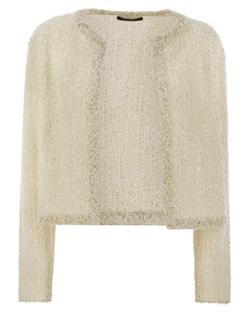 Fabiana Filippi Tweed Effect Garn Cardigan Cream