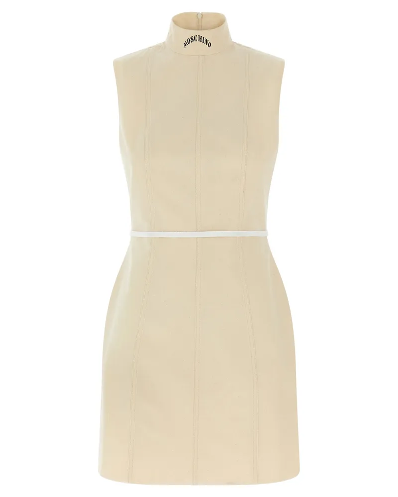 Moschino raues Leinwandkleid Beige