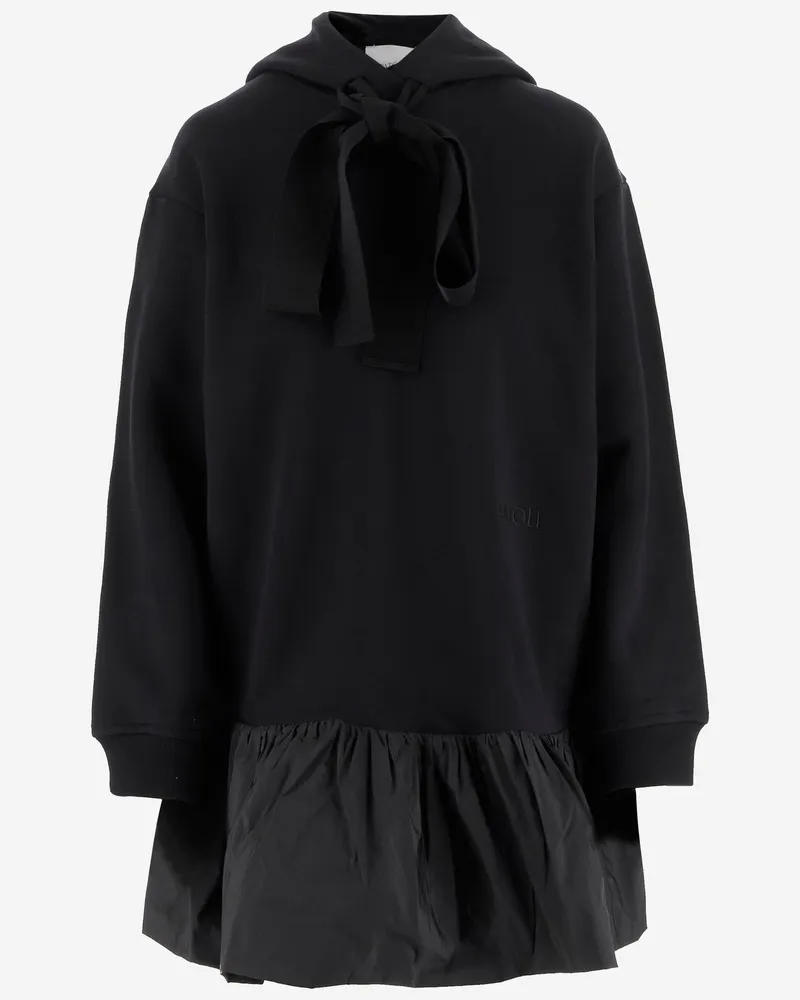 Patou Cotton Hoodie mit Rüschen und Logo Black