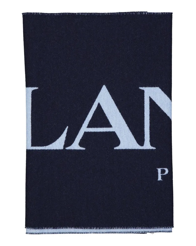 Lanvin Wolle und Seidenlogo -Schal Blau