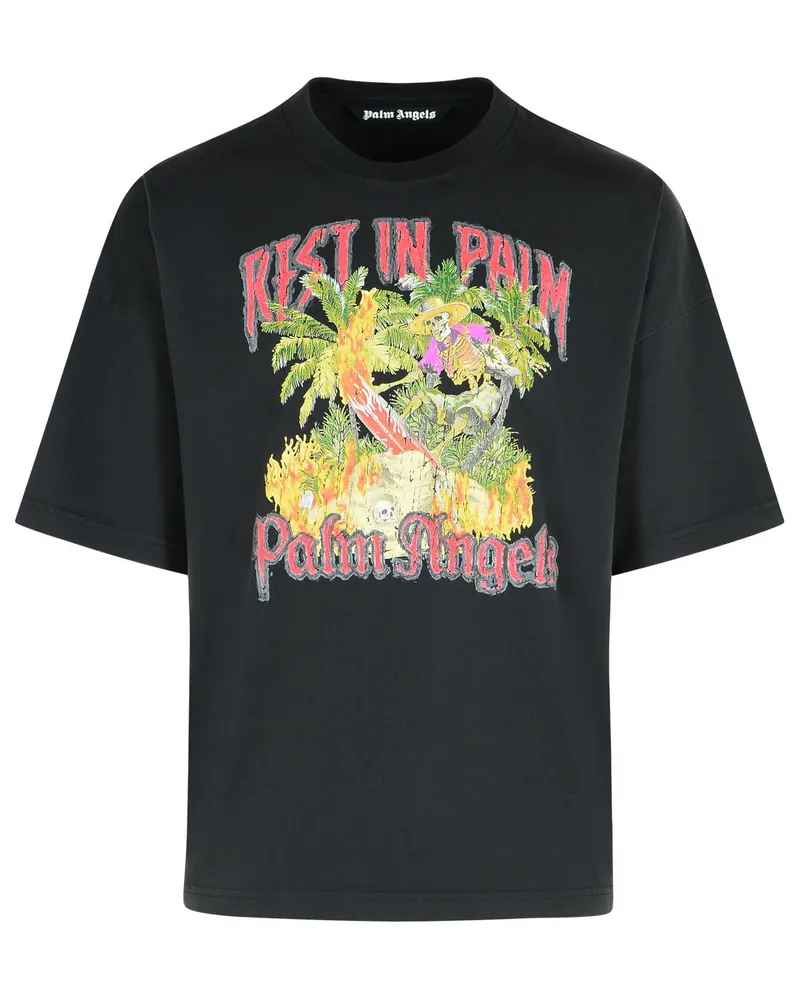 Palm Angels Ruhe in Palm' schwarzes Baumwoll -T -Shirt Black